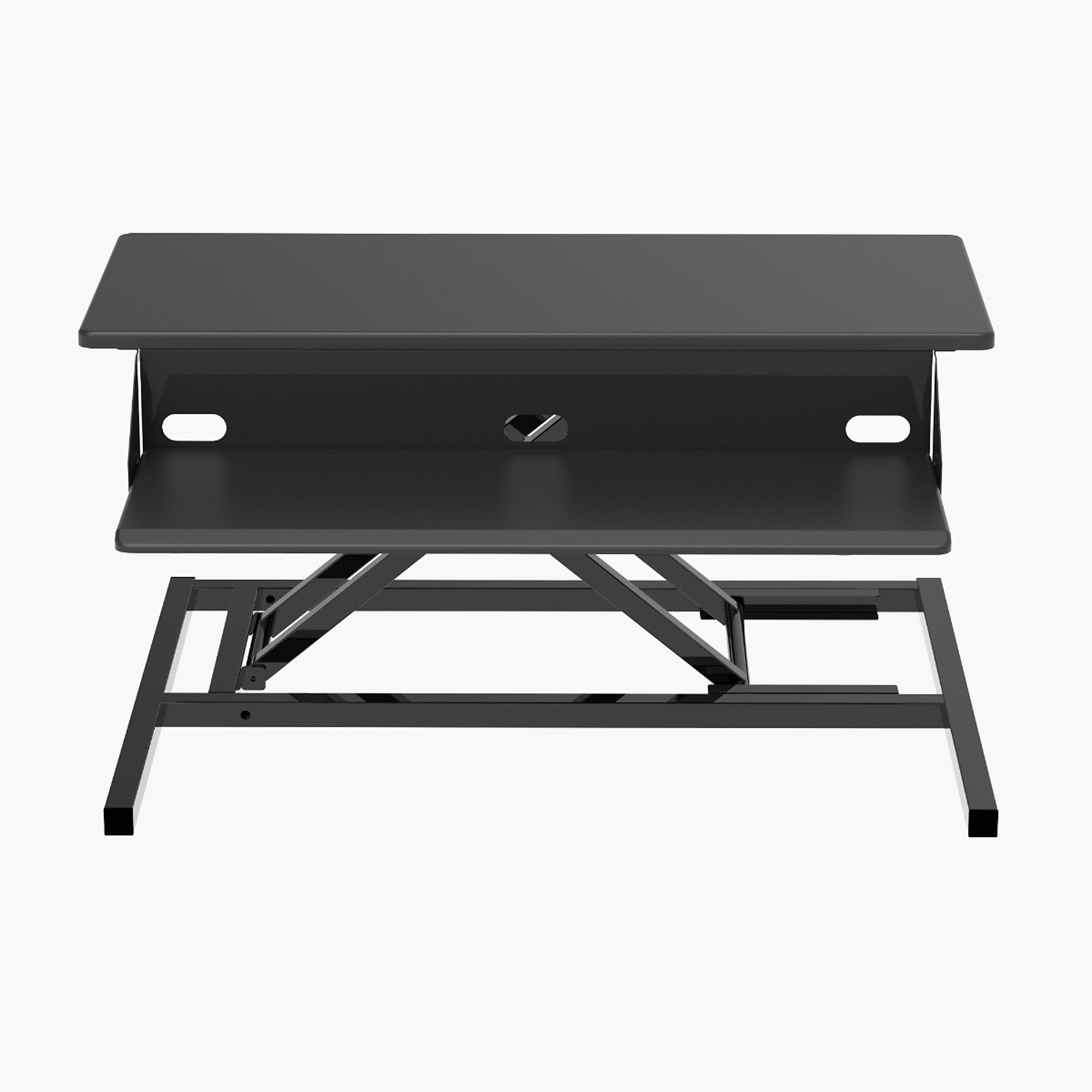 Luxor Pneumatic Standing Desk Converter w/ Keyboard Tray - Black, Model# CVTR PRO-BK